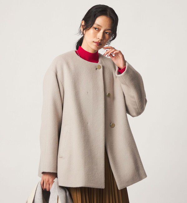UNITED ARROWS green label relaxing「［size SHORTあり］アンゴラビーバー ミドルコート」|ノーカラーコート|