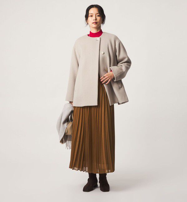 UNITED ARROWS green label relaxing「［size SHORTあり］アンゴラビーバー ミドルコート」|ノーカラーコート|