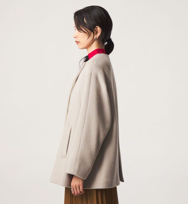 UNITED ARROWS green label relaxing「［size SHORTあり］アンゴラビーバー ミドルコート」|ノーカラーコート|