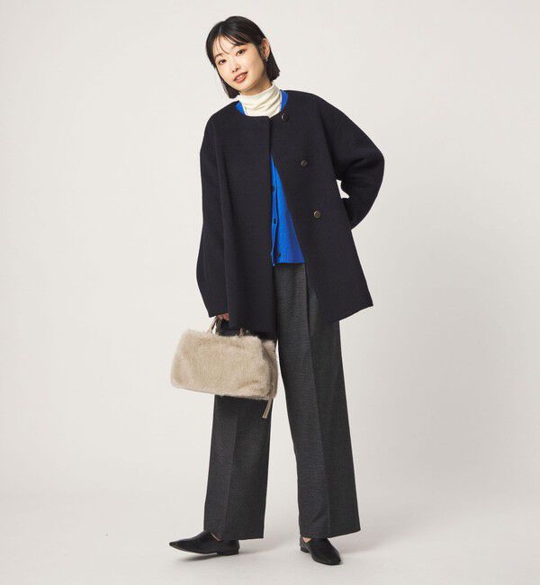 UNITED ARROWS green label relaxing「［size SHORTあり］アンゴラビーバー ミドルコート」|ノーカラーコート|