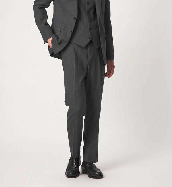 UNITED ARROWS green label relaxing「A+ TWPU バーズアイ アジャスター NP セットアップ パンツ スラックス -ストレッチ-」|スラックス|DK.GRAY
