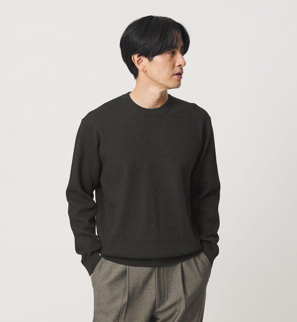 BEAUTY&YOUTH UNITED ARROWS「ガスコットン ツイル アゼ クルーネック ニット」|ニット・セーター|