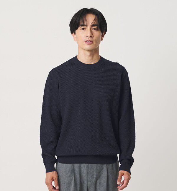 BEAUTY&YOUTH UNITED ARROWS「ガスコットン ツイル アゼ クルーネック ニット」|ニット・セーター|