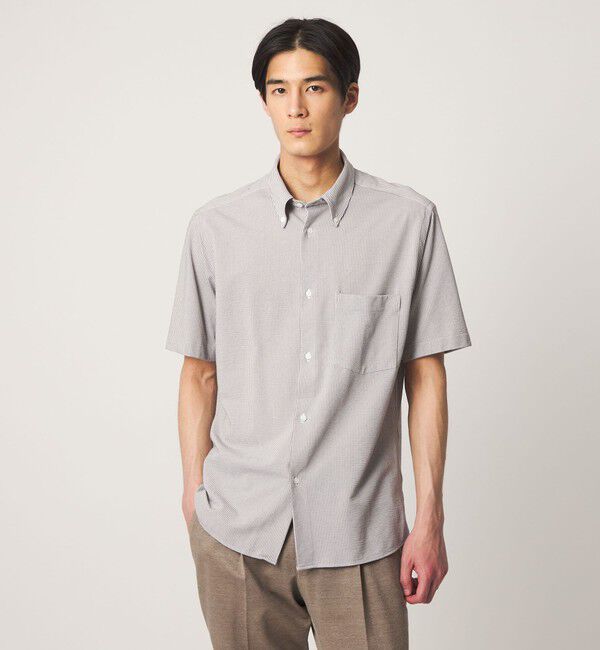 UNITED ARROWS「シアサッカー ショートスリーブ ボタンダウン シャツ COMFORT EASY―MODEL 抗菌防臭」|シャツ・ブラウス|MD.GRAY