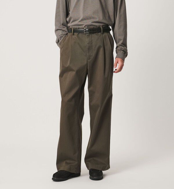 UNITED ARROWS「＜District＞ウォッシュド チノ ２プリーツ ワイドパンツ」|チノ|OLIVE