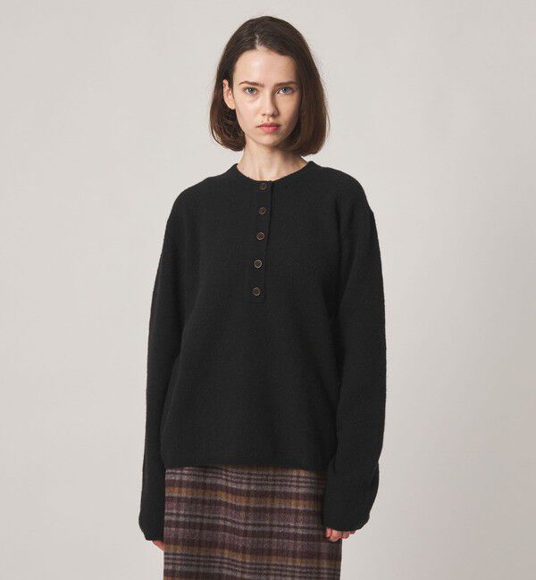 STEVEN ALAN「＜Steven Alan＞ウール ナイロン キャメル ミックス ヘンリーネック ニット」|ニット・セーター|