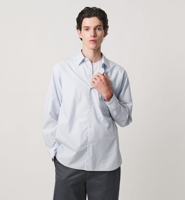UNITED ARROWS「カリビアーナミルズ ストライプ ポプリン レギュラーカラーシャツ」|シャツ・ブラウス|WHITE