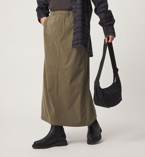 UNITED ARROWS green label relaxing「［size SHORT/TALLあり］オルマイ コール スカート マシンウォッシャブル ストレッチ」|タイト|OLIVE