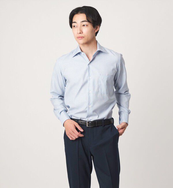 UNITED ARROWS green label relaxing「コットン チェック ワイドカラー ドレスシャツ -イージーアイロン-」|シャツ・ブラウス|COBALT
