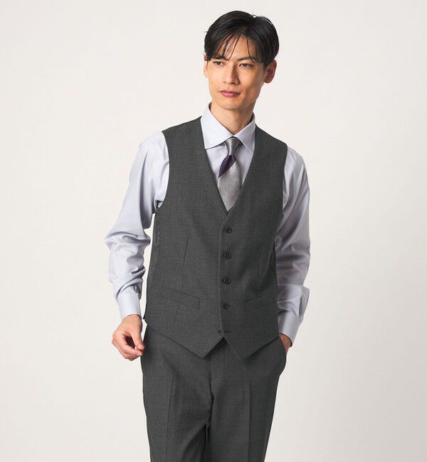 UNITED ARROWS green label relaxing「A+ TWPU バーズアイ 5B スリム セットアップ ベスト」|ベスト・ジレ|DK.GRAY