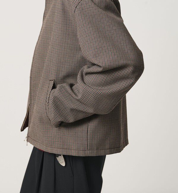 MONKEY TIME「ウールミックス ツイル チェック レザーライク カラー ジャケット」|その他|