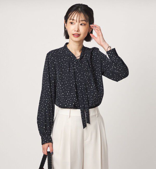 UNITED ARROWS green label relaxing「ボータイ ロングスリーブ ブラウス マシンウォッシャブル」|シャツ・ブラウス|NAVY