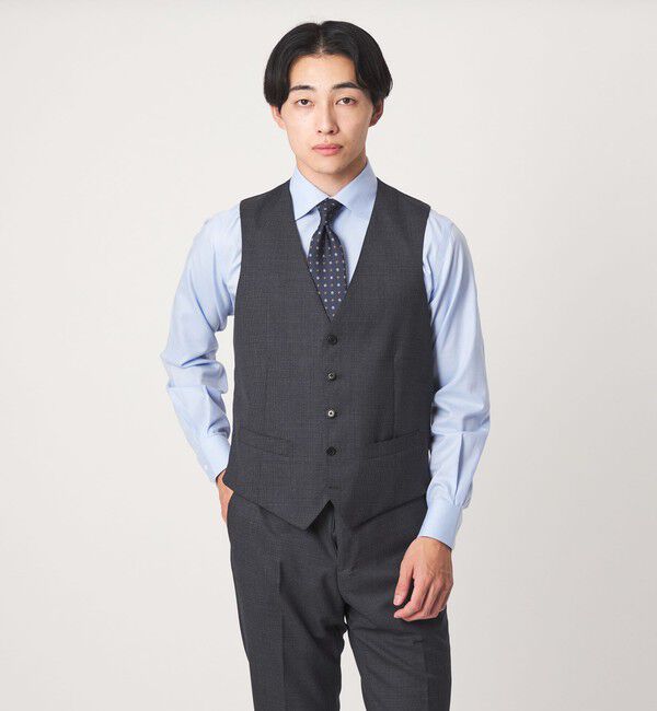 UNITED ARROWS green label relaxing「REDA ハウンドトゥース スリム 5B スーツベスト」|ベスト・ジレ|DK.GRAY
