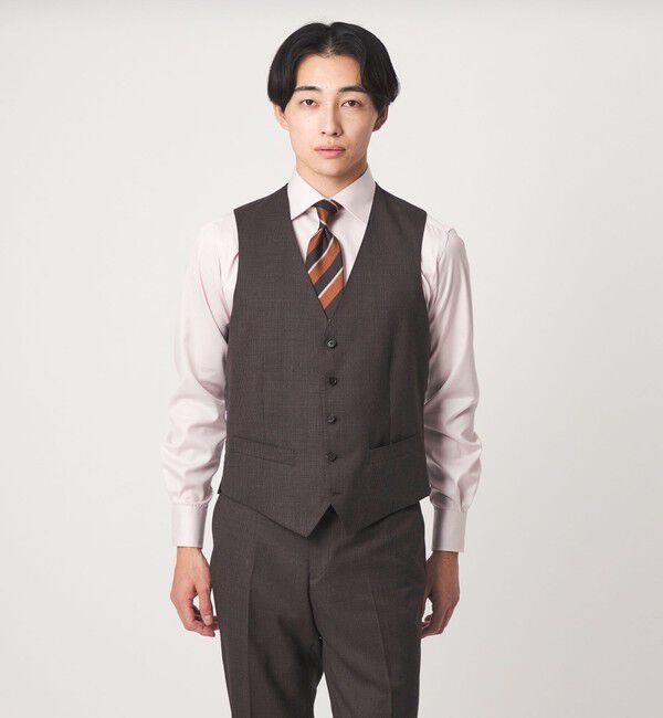 UNITED ARROWS green label relaxing「REDA ハウンドトゥース スリム 5B スーツベスト」|ベスト・ジレ|DK.BROWN