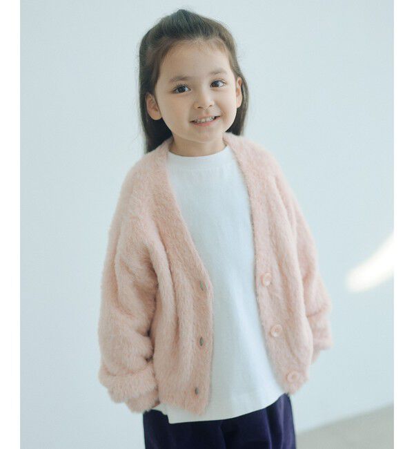 UNITED ARROWS green label relaxing「【スタメンシリーズ】シャギーニット カーディガン / キッズ 100cm-160cm」|カーディガン|LT.PINK