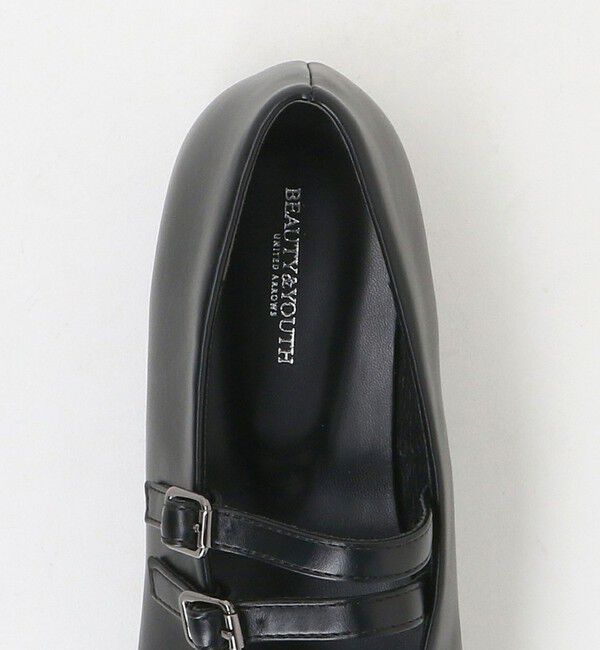 BEAUTY&YOUTH UNITED ARROWS「レザーライク Wベルト フラットシューズ」|ローファー|