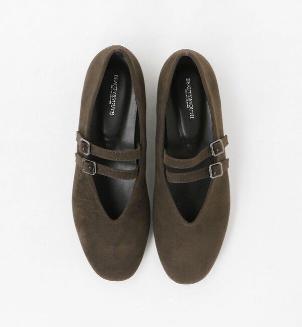 BEAUTY&YOUTH UNITED ARROWS「スエードライク Wベルト フラットシューズ」|ローファー|