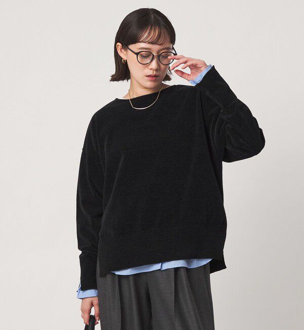 UNITED ARROWS green label relaxing「モール ロングスリーブ プルオーバー ニット」|ニット・セーター|BLACK