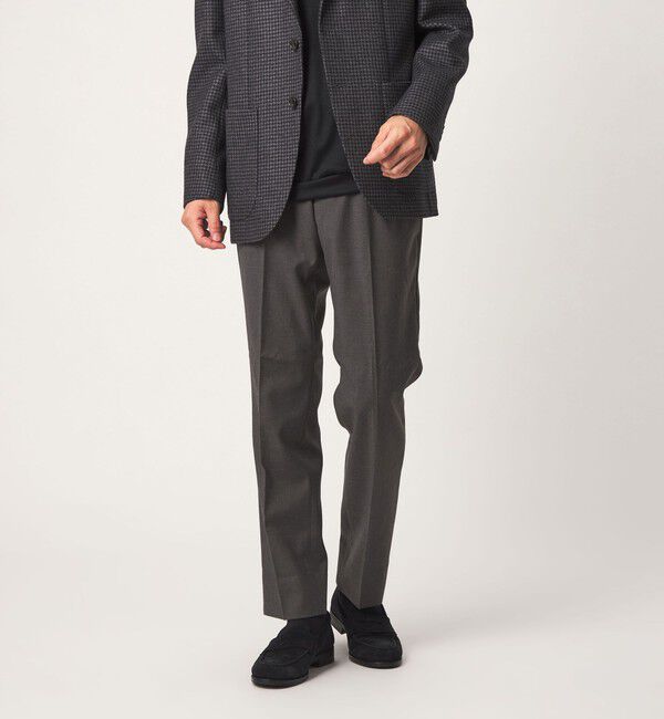 UNITED ARROWS green label relaxing「TWPU サキソニー スタンダード スラックス -ストレッチ・ウエストアジャスター-」|スラックス|MD.GRAY