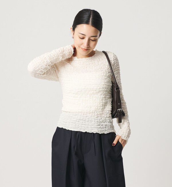 BEAUTY&YOUTH UNITED ARROWS「【WEB限定】シュリンクレース ロングスリーブプルオーバー」|Tシャツ・カットソー|OFF WHITE