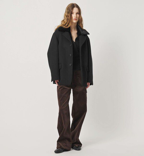 ATTISESSION「＜ATTISESSION＞フェイクファー 2WAYカラー コート」|その他|BLACK