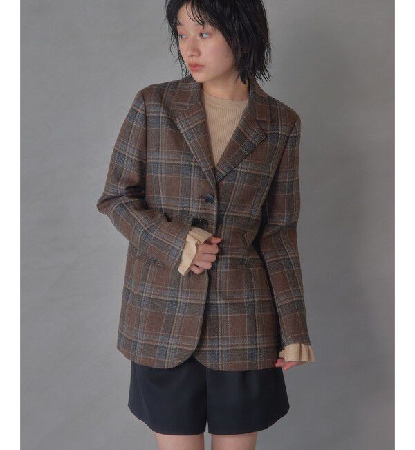 EMMEL REFINES「＜EMMEL REFINES＞EM ミックス ツイード チェック ジャケット」|テーラードジャケット|DK.BROWN