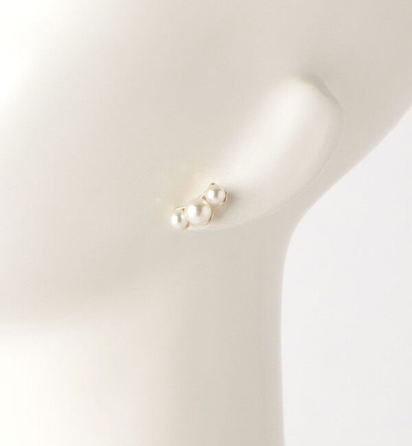 BEAUTY&YOUTH UNITED ARROWS「3パールモチーフ カーブ ピアス」|ピアス|