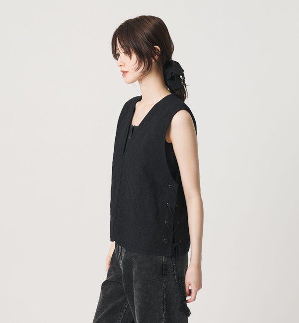 BEAUTY&YOUTH UNITED ARROWS「コットン エンブロイダリー キルティング レースアップ ベスト」|ベスト・ジレ|