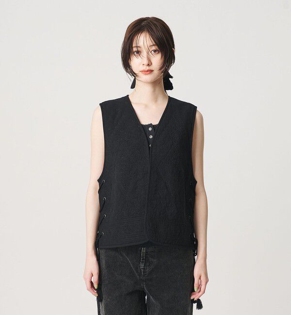 BEAUTY&YOUTH UNITED ARROWS「コットン エンブロイダリー キルティング レースアップ ベスト」|ベスト・ジレ|