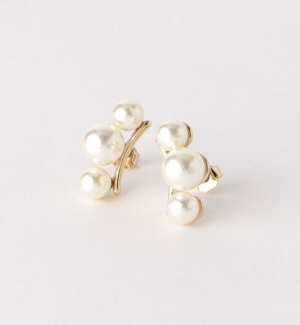 BEAUTY&YOUTH UNITED ARROWS「3パールモチーフ カーブ ピアス」|ピアス|