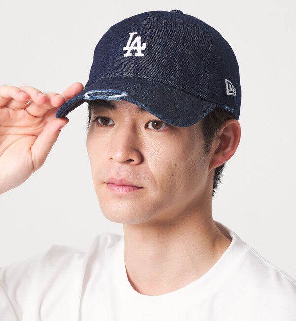 UNITED ARROWS green label relaxing「【別注】＜NEW ERA＞9TWENTY ダメージ デニム LA キャップ ネイビー」|キャップ・キャスケット|