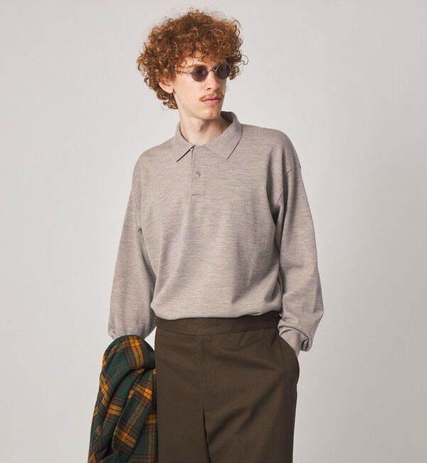 STEVEN ALAN「＜Steven Alan＞ メランジ ウール オープン ニット 2B ポロシャツ」|ニット・セーター|