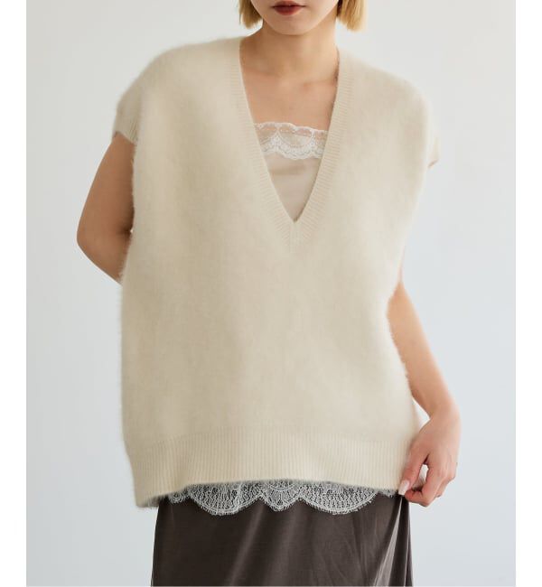 IENA LA BOUCLE「IENA LA BOUCLE フォックス カシミヤ V ベスト」|ベスト・ジレ|