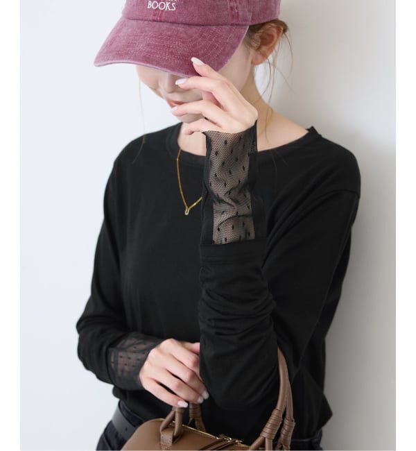 SLOBE IENA「レイヤードジャガードドットスリーブロンTEE」|Tシャツ・カットソー|