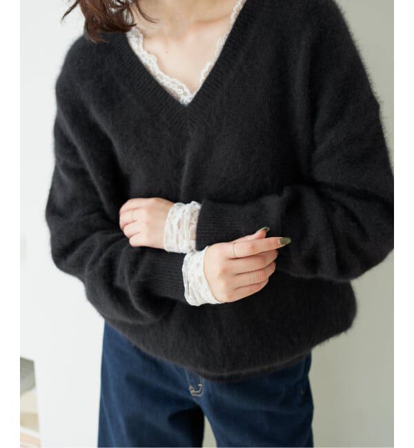 SLOBE IENA「《WEB限定/追加予約》Vネックレーストップス」|Tシャツ・カットソー|