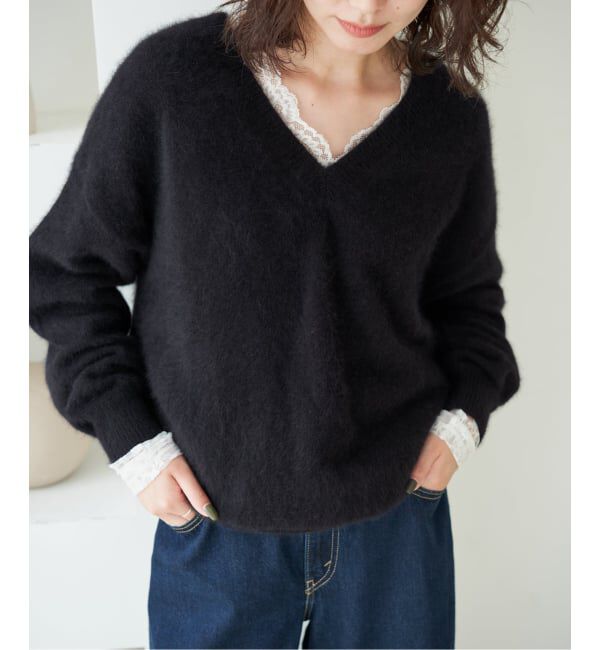 SLOBE IENA「《WEB限定/追加予約》Vネックレーストップス」|Tシャツ・カットソー|