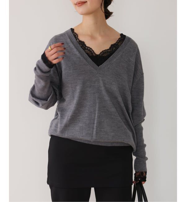SLOBE IENA「《WEB限定/追加予約》Vネックレーストップス」|Tシャツ・カットソー|