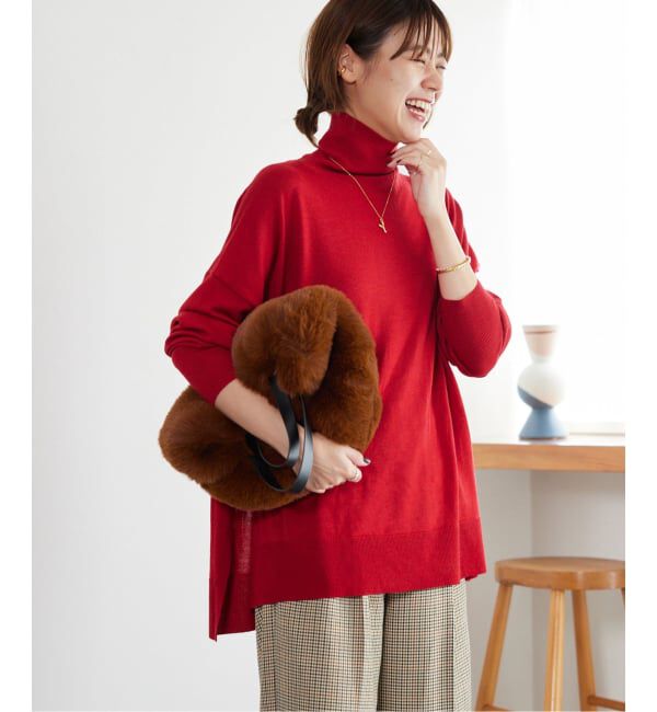 JOURNAL STANDARD relume「《追加予約 / 新色》BiellaYarnワイドタートルネック」|ニット・セーター|レッド