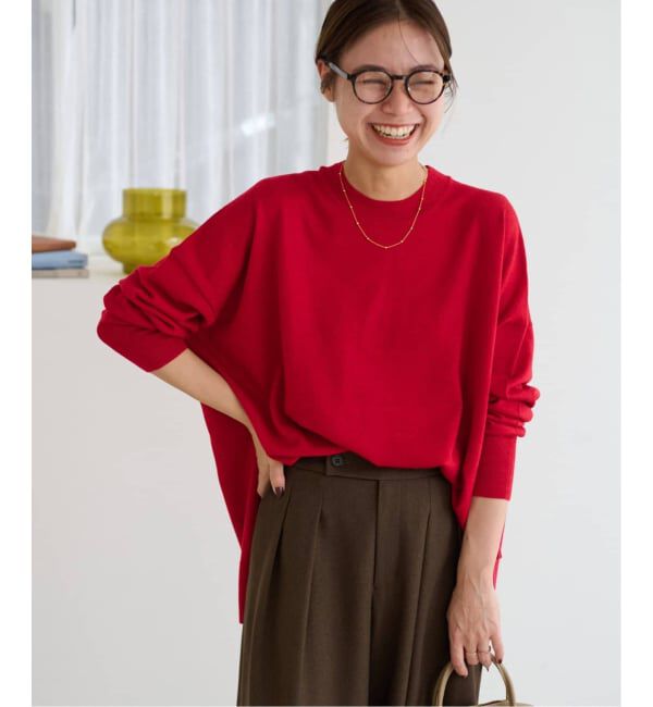 JOURNAL STANDARD relume「《追加 / 新色》BiellaYarnワイドクルーネックプルオーバー」|ニット・セーター|レッド