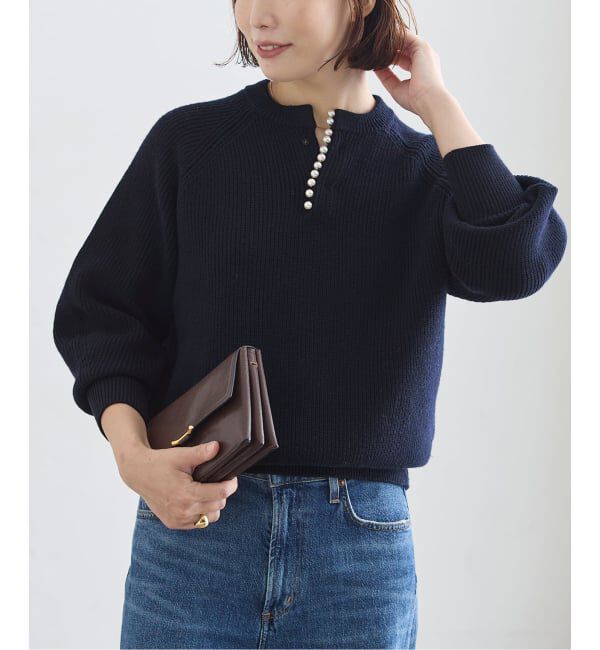 journal standard L'essage「《WEB限定カラー/追加予約2》パールスキッパープルオーバー」|ニット・セーター|ネイビー