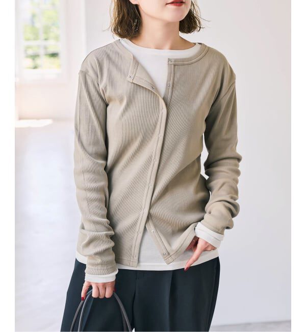 Spick and Span「《2枚セット》カーデ*ロンTレイヤードジャージ」|Tシャツ・カットソー|ベージュ