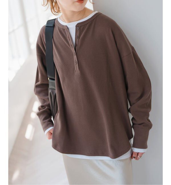 Spick and Span「《WEB限定 / 追加》2枚SETヘンリーネックプルオーバー」|Tシャツ・カットソー|ブラウンベース