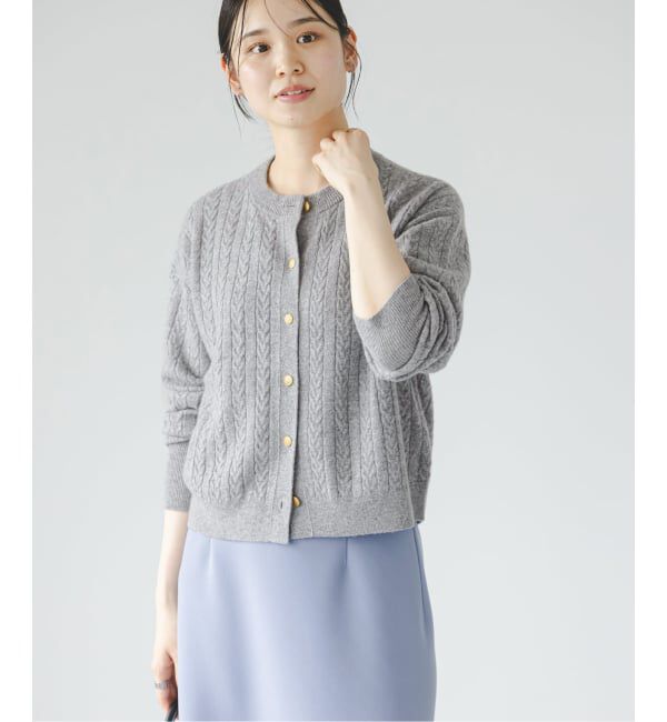 NOBLE「《カシミヤ混》イタリアヤーンケーブ クルーカーディガン」|カーディガン|