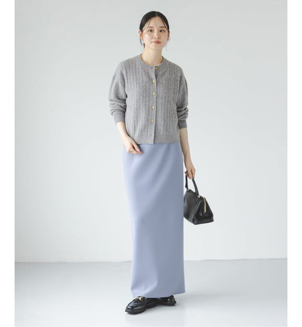 NOBLE「《カシミヤ混》イタリアヤーンケーブ クルーカーディガン」|カーディガン|