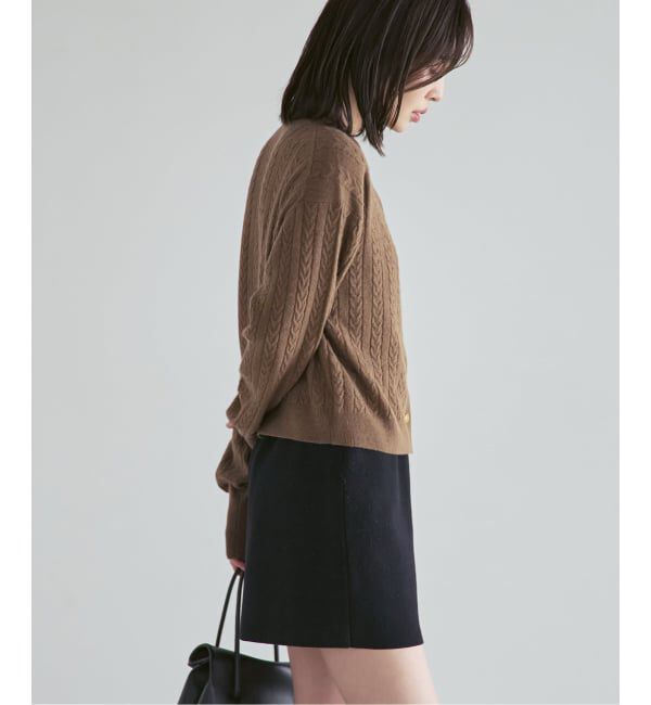 NOBLE「《カシミヤ混》イタリアヤーンケーブ クルーカーディガン」|カーディガン|