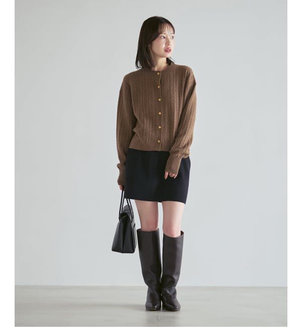 NOBLE「《カシミヤ混》イタリアヤーンケーブ クルーカーディガン」|カーディガン|