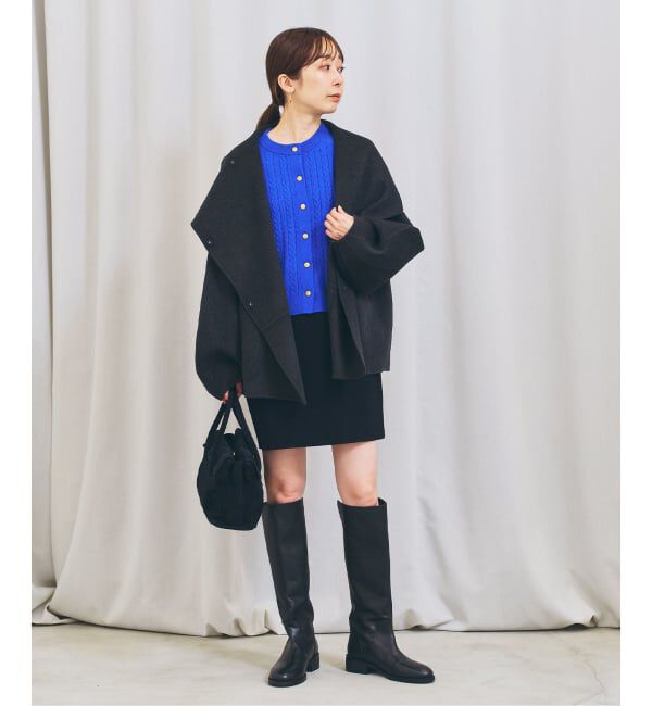 NOBLE「《カシミヤ混》イタリアヤーンケーブ クルーカーディガン」|カーディガン|