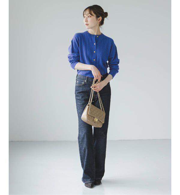 NOBLE「《カシミヤ混》イタリアヤーンケーブ クルーカーディガン」|カーディガン|