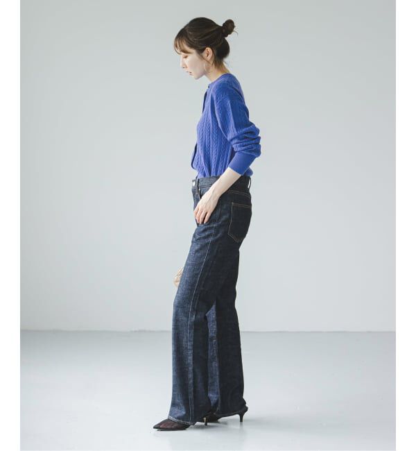 NOBLE「《カシミヤ混》イタリアヤーンケーブ クルーカーディガン」|カーディガン|