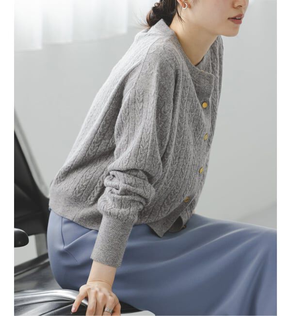 NOBLE「《カシミヤ混》イタリアヤーンケーブ クルーカーディガン」|カーディガン|